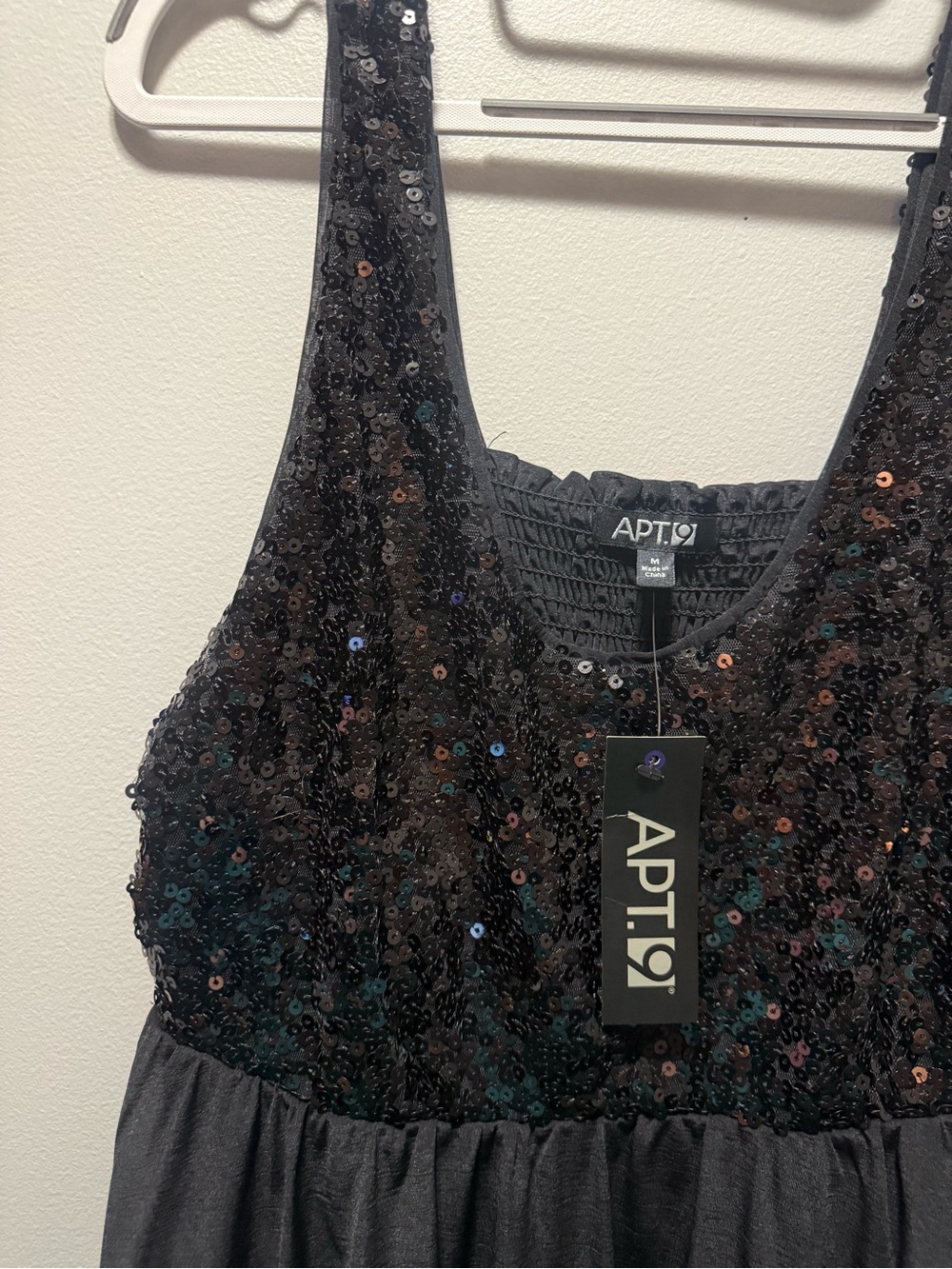 Black Sequin Chiffon Dress - Picture 3 of 4